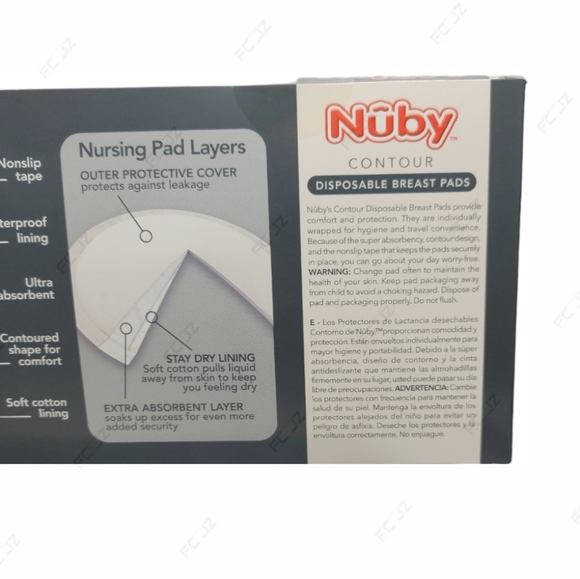 Nuby Stay-Dry Disposable 100 Piece Breast Pads, Black/White, Standard - NEW - Picture 5 of 7